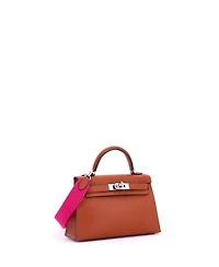 Pre-Owned Hermes 20 Kelly Mini Ii Amazone Handbag Brown Chevre Mysore with Palladium Hardware