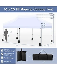 10 X 20 Ft Pop up Canopy Tent Foldable Portable Outdoor Gazebo with Carry Bag