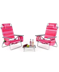 Gouun 2 Packs 5-Position Outdoor Folding Backpack Beach Table Chair Reclining Chair Set
