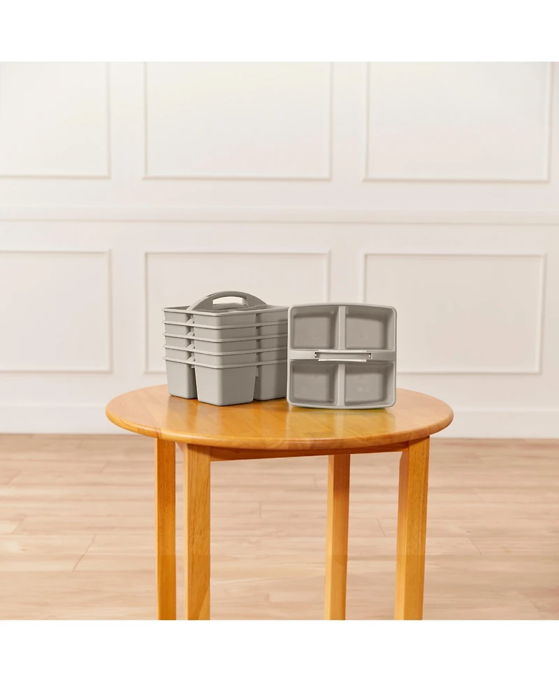 ECR4Kids 4-Compartment Medium Caddy, Grey, 6-Pack