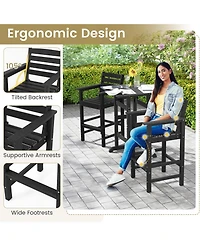 Slickblue Patio Hdpe Adirondack Bar Chairs Set of 2 with Wide Armrests