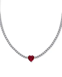 Lab-Created Gemstone (3 ct. t.w.) & Lab-Created White Sapphire (12-7/8 ct. t.w.) 17" Collar Heart Necklace in Sterling Silver