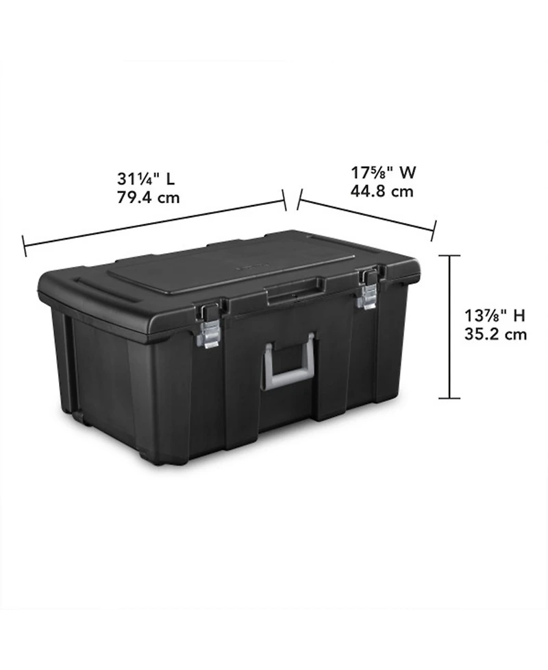 Sterilite Wheeled Footlocker, Plastic Utility Storage Container, Black, 4 Pack
