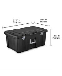 Sterilite Wheeled Footlocker, Plastic Utility Storage Container, Black, 4 Pack