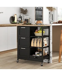 Rolling Kitchen Island Utility Storage Cart with 3 Large Drawers