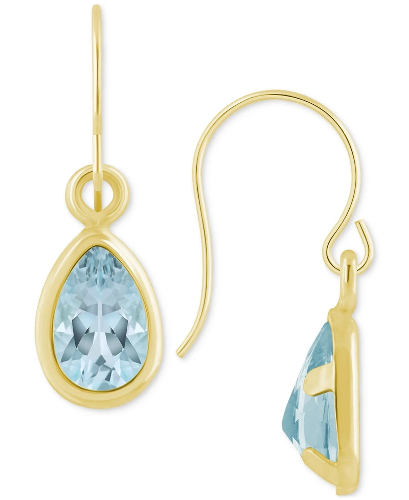 Amethyst Pear Bezel Drop Earrings (3/4 ct. t.w) 10k Gold (Also Additional Gemstones)