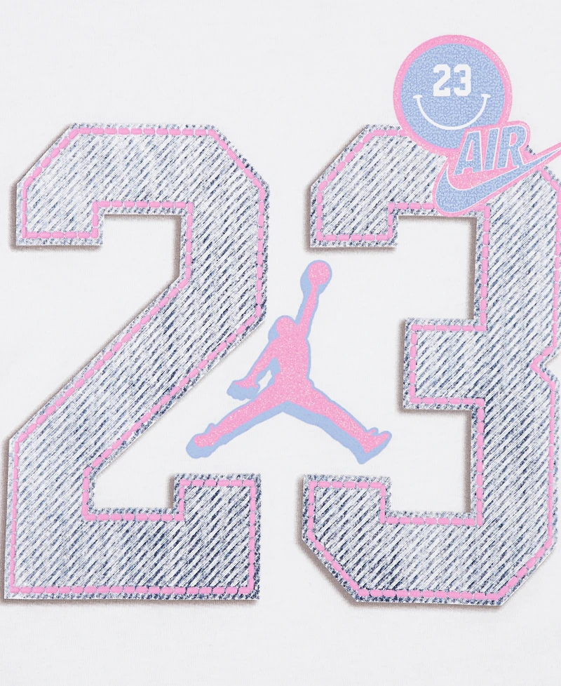 Jordan Big Girls Blue Jeans and Bling T-Shirt