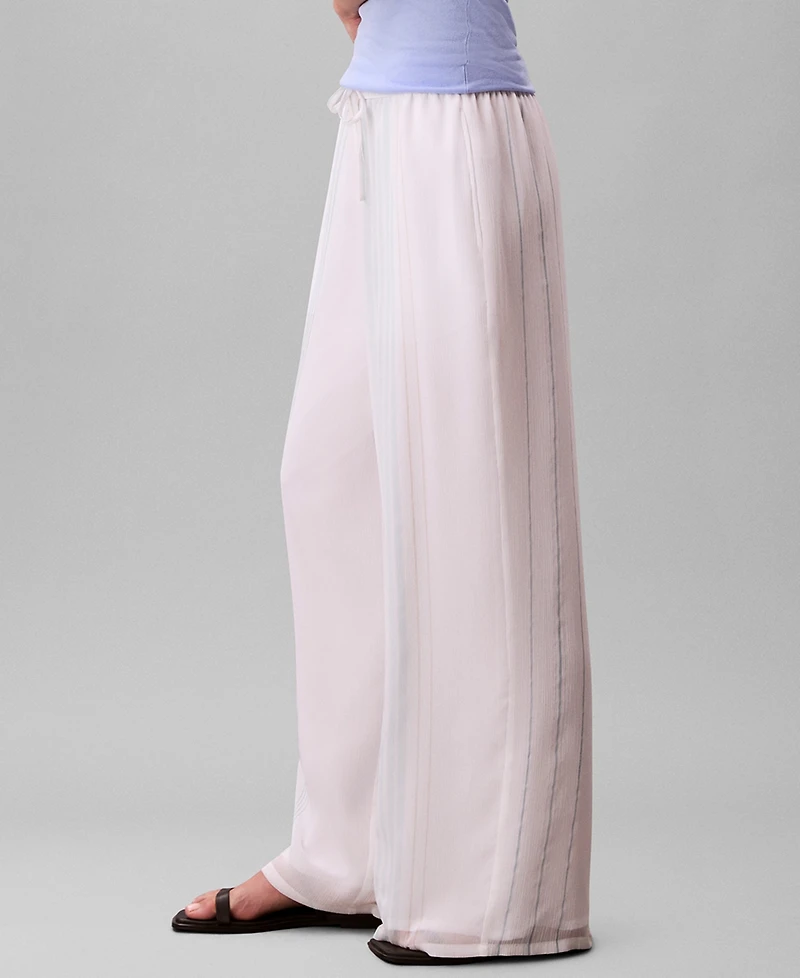Calvin Klein Women's Multi-Stripe Textured Wide-Leg Pants