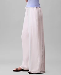 Calvin Klein Women's Multi-Stripe Textured Wide-Leg Pants
