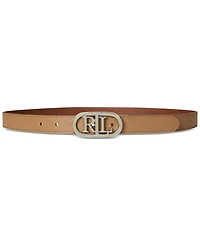Lauren Ralph Oval-Logo Reversible Leather Skinny Belt