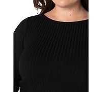 Liverpool Los Angeles Trendy Plus Ribbed Boatneck Top