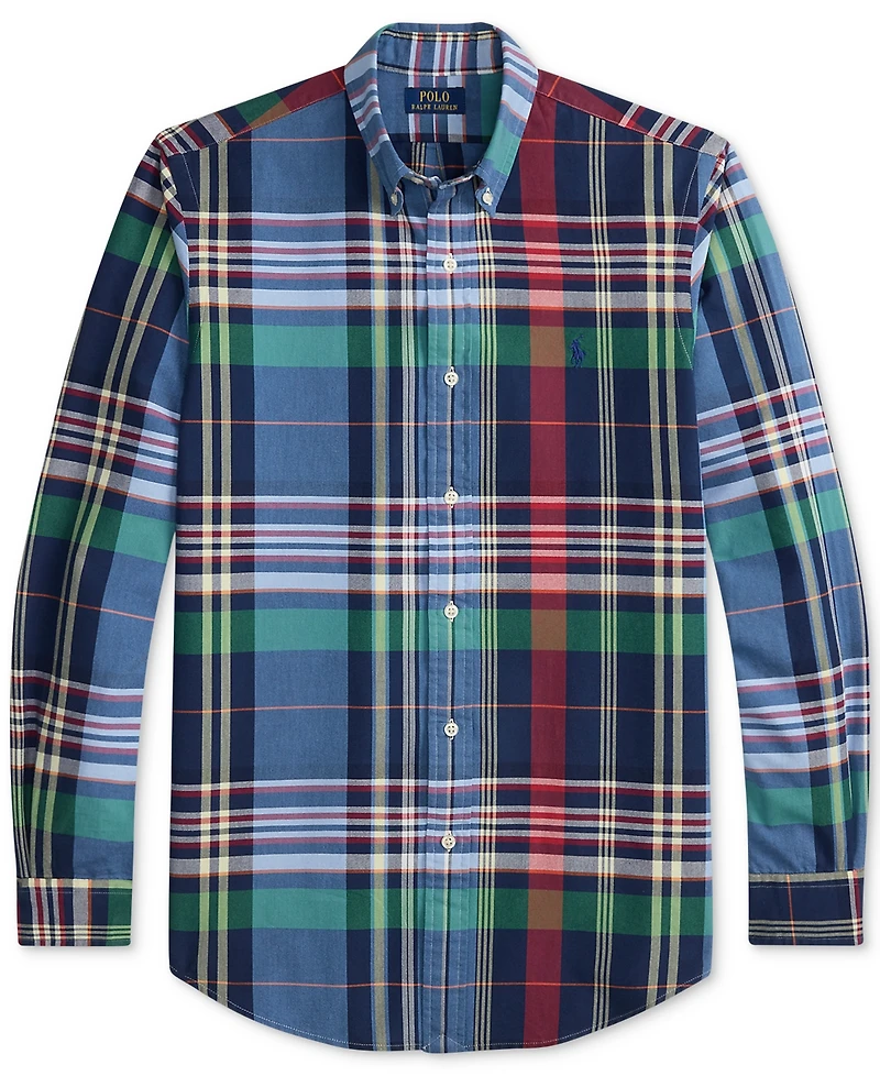 Polo Ralph Lauren Men's Custom-Fit Plaid Oxford Shirt