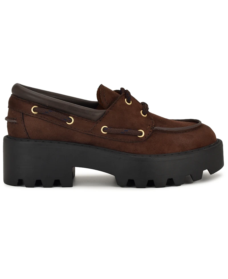 Nine West Women's Kerisa Lace-Up Chunky Lug Sole Loafers
