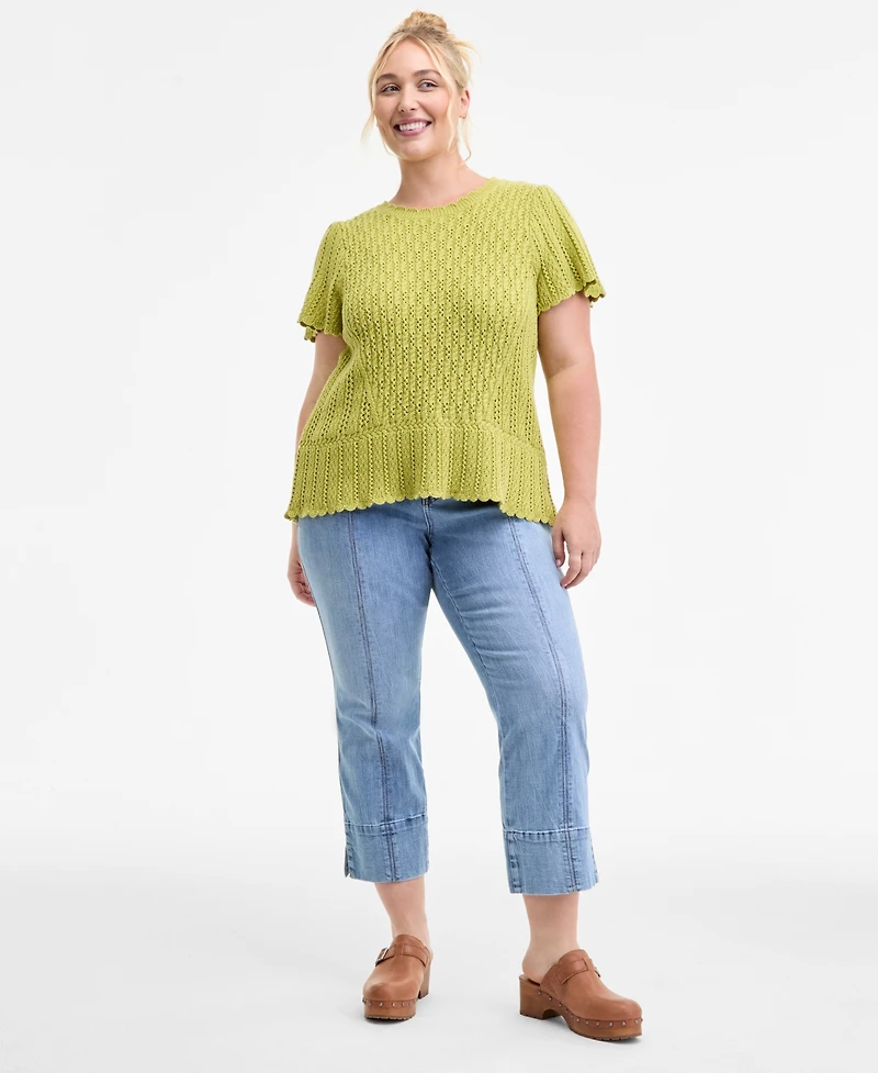 Democracy Trendy Plus Flutter-Sleeve Sweater
