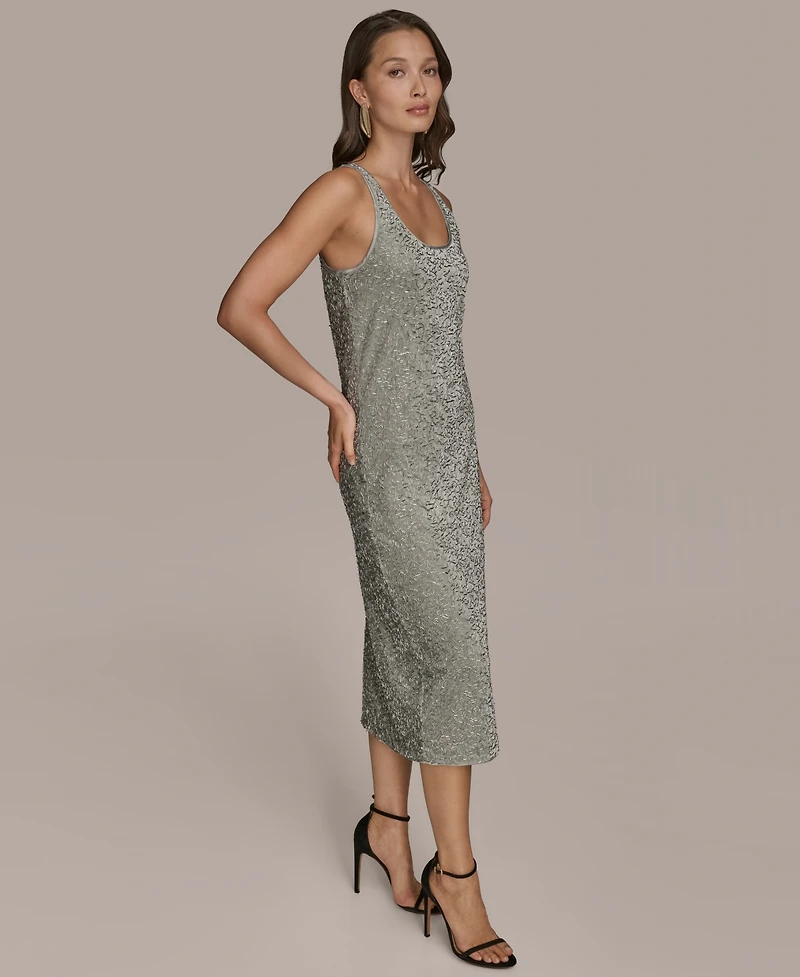 Donna Karan New York Women's Sleeveless Beaded Velvet Dress