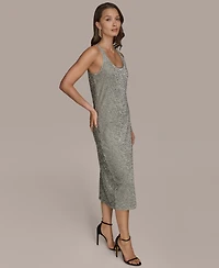 Donna Karan New York Women's Sleeveless Beaded Velvet Dress