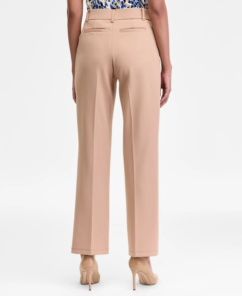 Kasper Women's Mid-Rise Faux-Fly Straight Pants, Regular & Petite
