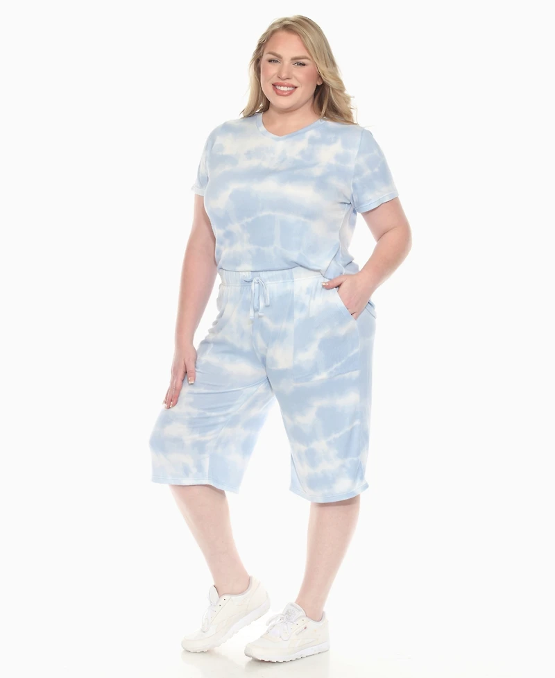 White Mark Plus Short Sleeve and Capri Lounge Set
