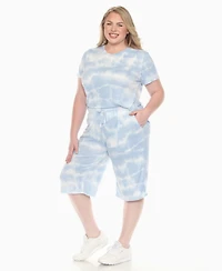 White Mark Plus Short Sleeve and Capri Lounge Set