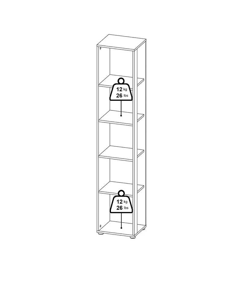 Tvilum 80.59" Wood 5 Shelf Narrow Bookcase