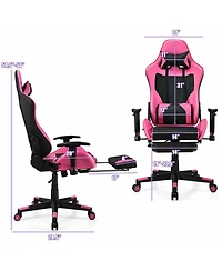 Gouun Pu Leather Gaming Chair with Usb Massage Lumbar Pillow Footrest