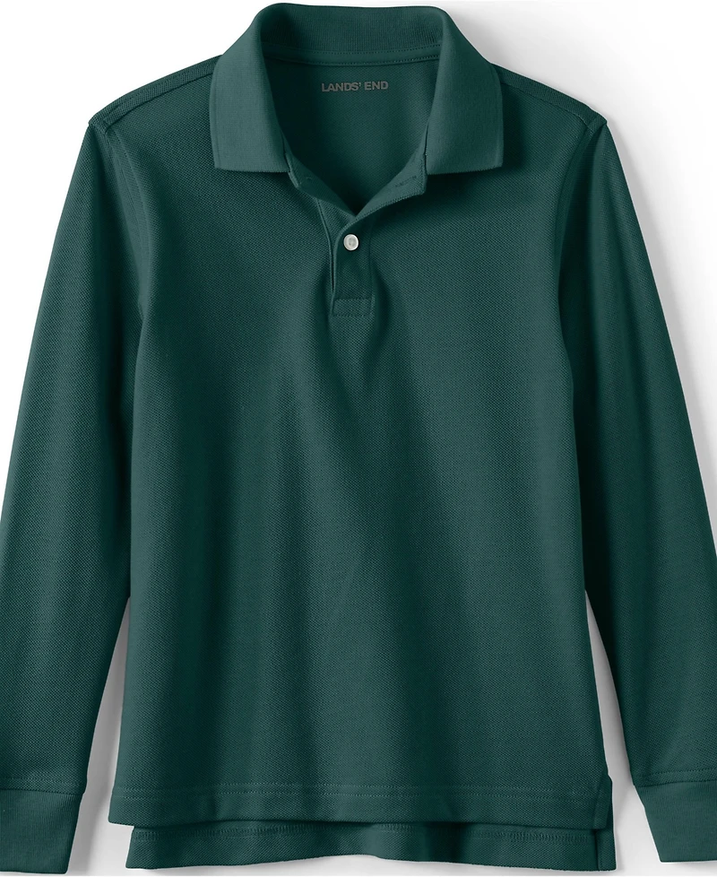 Lands' End School Uniform Kids Long Sleeve Mesh Polo Shirt