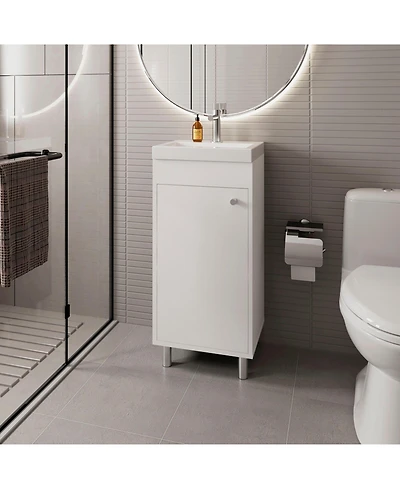 Fm Furniture Oracle Bathroom Vanity, Single Door, Two Storage Shelves, Wengue Finish