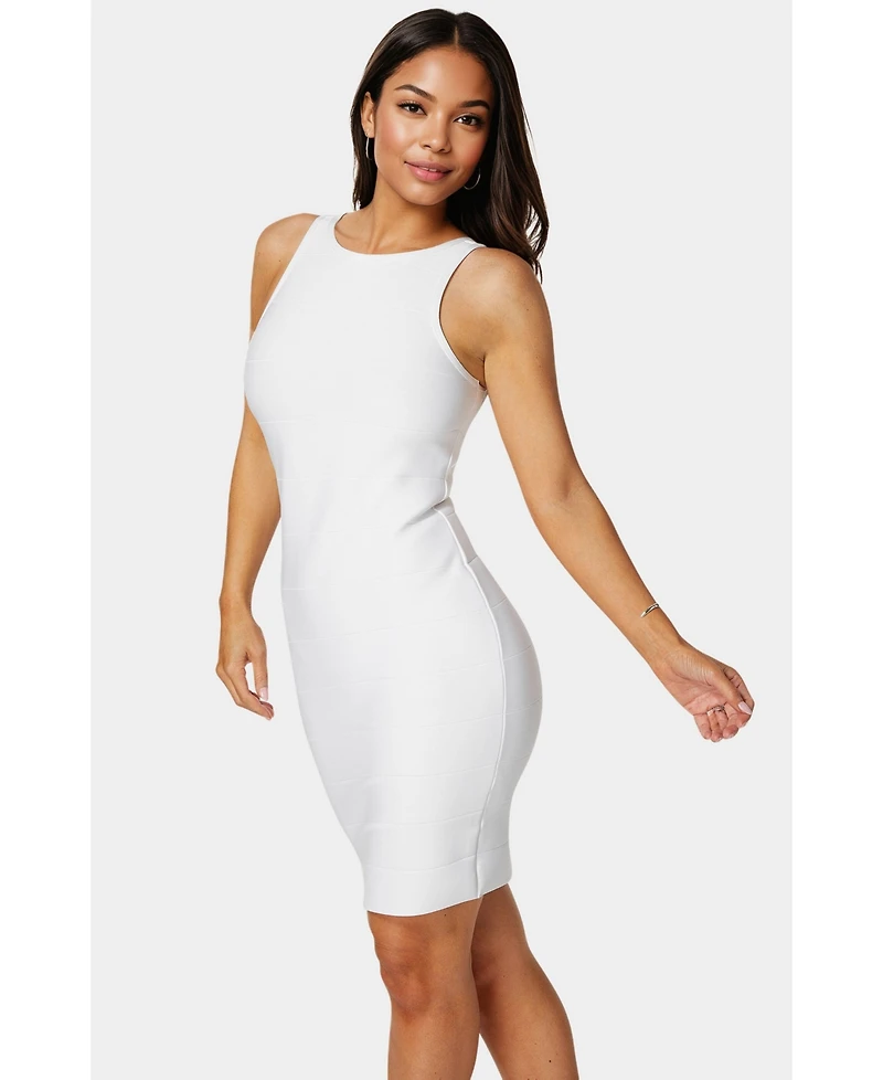 Bebe Women's Racer Neck Bandage Short Dress