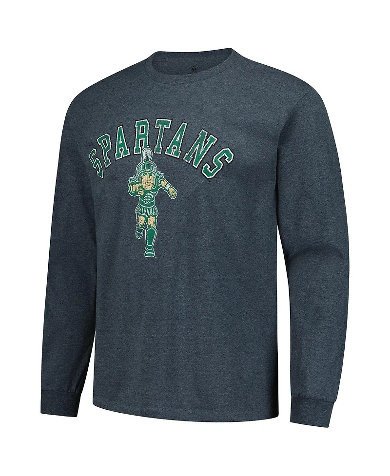 Fanatics Unlabeled Men's Heather Charcoal Michigan State Spartans Logo Long Sleeve T-Shirt