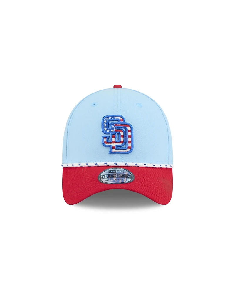 New Era Men's Light Blue/Red San Diego Padres 2025 Fourth of July 39THIRTY Flex Hat