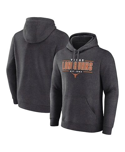 Fanatics Men's Heather Charcoal Texas Longhorns Horizontal Block Fleece Pullover Hoodie
