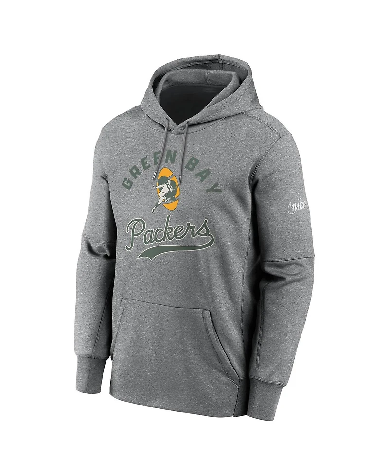 Nike Men's Heather Gray Green Bay Packers Performance Fleece Pullover Hoodie