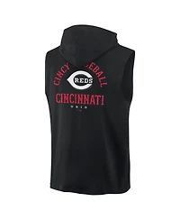 Fanatics Men's Black Cincinnati Reds Fire Speed Sleeveless Pullover Hoodie