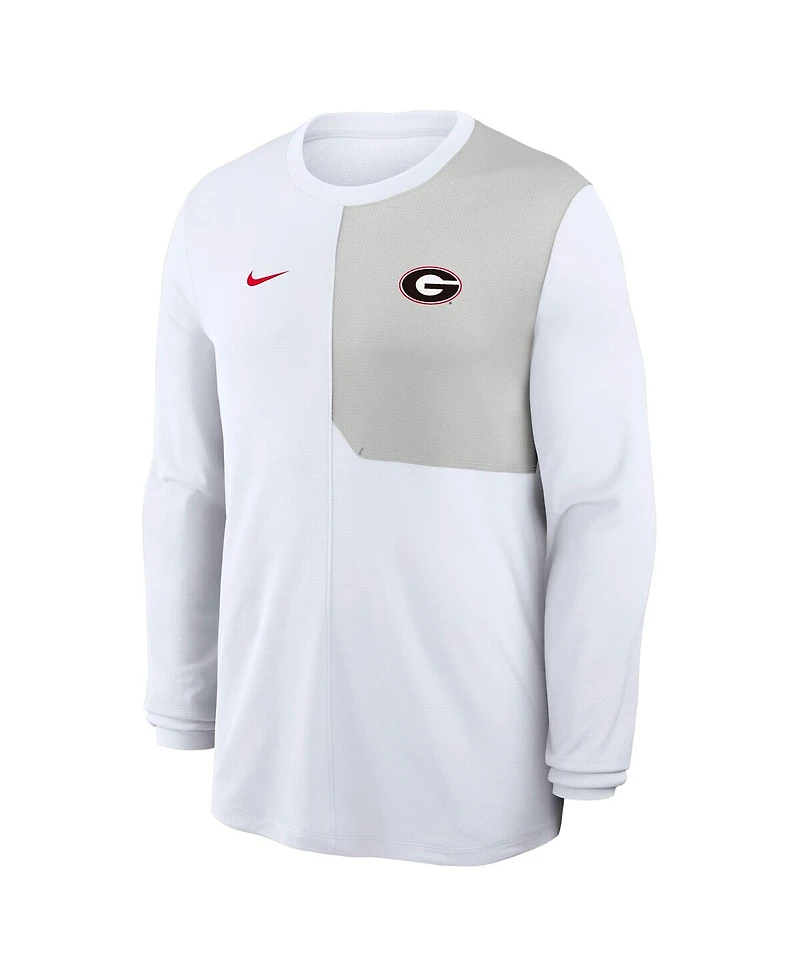 Nike Men's White Georgia Bulldogs 2025 Sideline Coach Uv Performance Long Sleeve T-Shirt