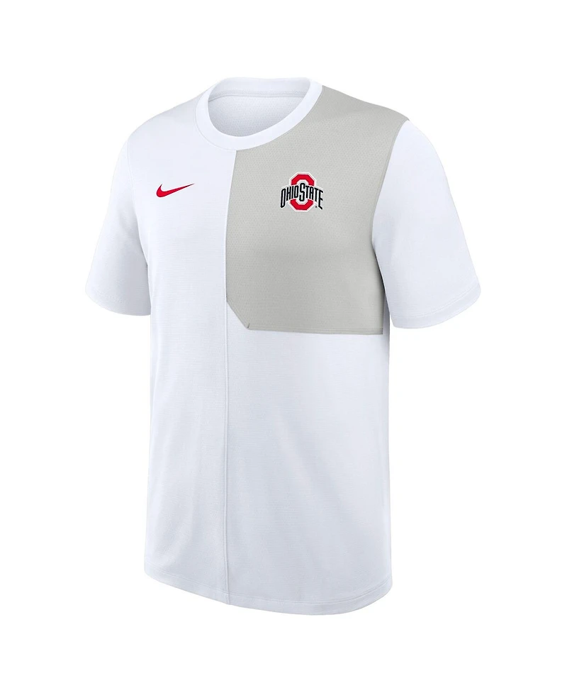 Nike Men's White Ohio State Buckeyes 2025 Sideline Uv Performance Coach T-Shirt