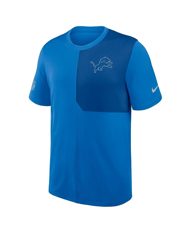 Nike Men's Blue Detroit Lions Sideline Uv Performance Coach T-Shirt