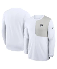 Nike Men's White Chicago Bears Sideline Coach Uv Performance Long Sleeve T-Shirt