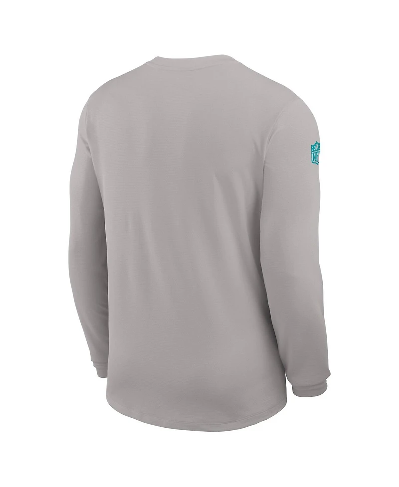 Nike Men's Gray Miami Dolphins Sideline Coach Uv Performance Long Sleeve T-Shirt