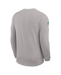 Nike Men's Gray Miami Dolphins Sideline Coach Uv Performance Long Sleeve T-Shirt