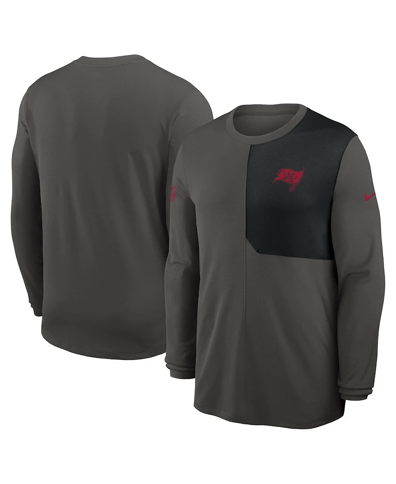 Nike Men's Pewter Tampa Bay Buccaneers Sideline Coach Uv Performance Long Sleeve T-Shirt