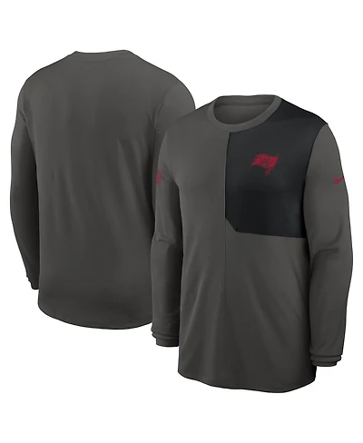 Nike Men's Pewter Tampa Bay Buccaneers Sideline Coach Uv Performance Long Sleeve T-Shirt