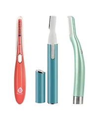 Pursonic Beauty Precision Bundle – Multi-Purpose Hair Trimmer, Heated Eyelash Curler & Dermaplaning Hair Remover Tool