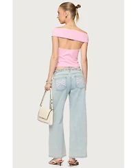 Edikted Womens Mikkey Cut Out Off Shoulder Top
