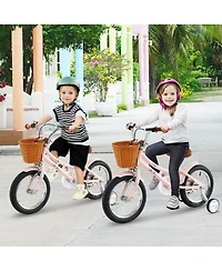 Mecale 14 Inch Kids Bike Retro Bicycle with Adjustable Height and Basket for Ages 3-8 Years Old