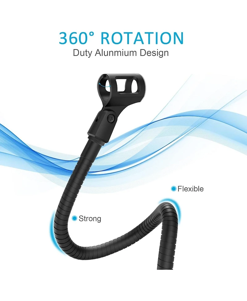 ZealSound Flexible Gooseneck Mic Stand, Heavy Duty Desk Clamp, Adjustable Arm for Blue Snowball Ice Spark (Black)