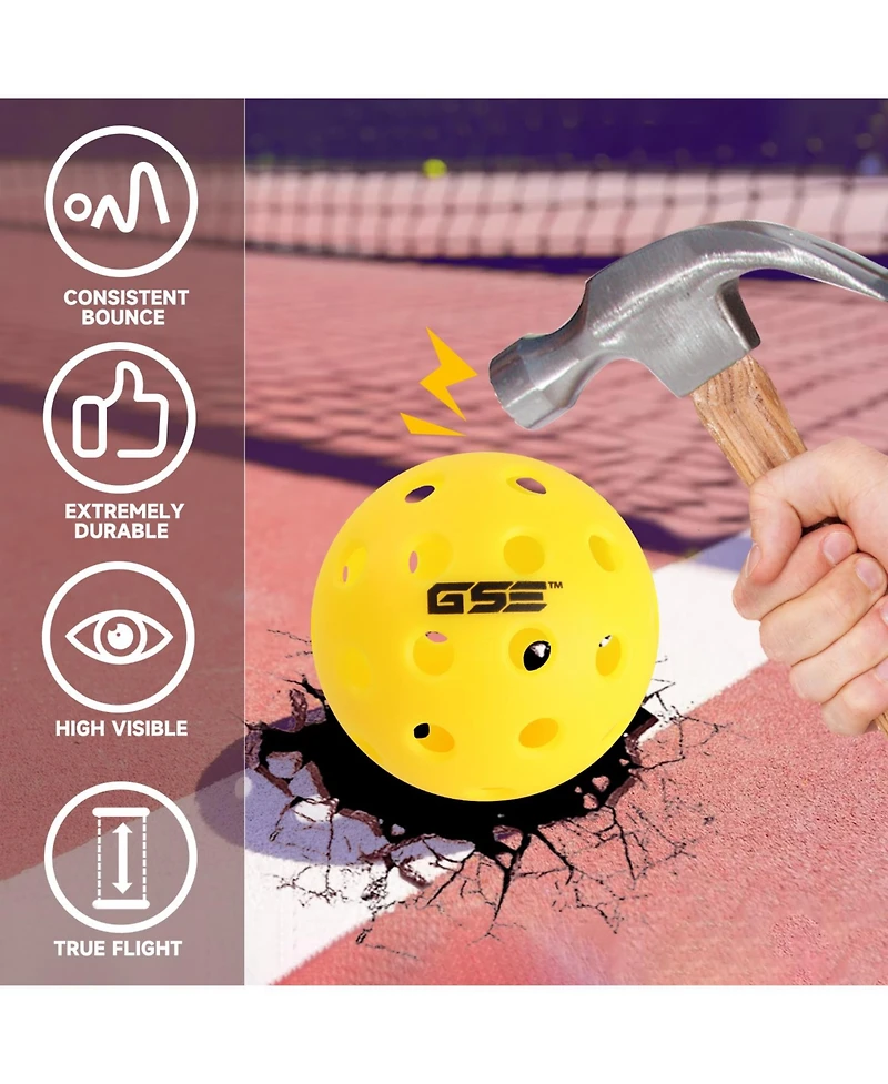 Gse Games & Sports Expert 12-Pack of Outdoor Pickleball Balls Set, Usapa Standard 40 Holes Pickle Balls (Several Colors Available)