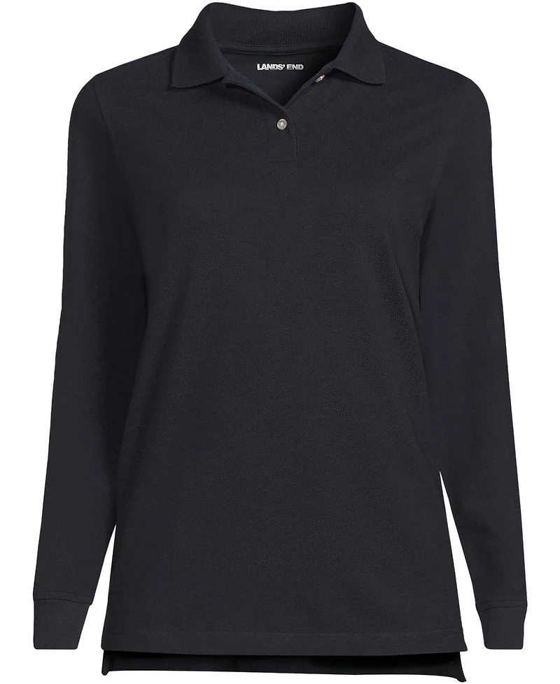 Lands' End Women's School Uniform Long Sleeve Mesh Polo Shirt