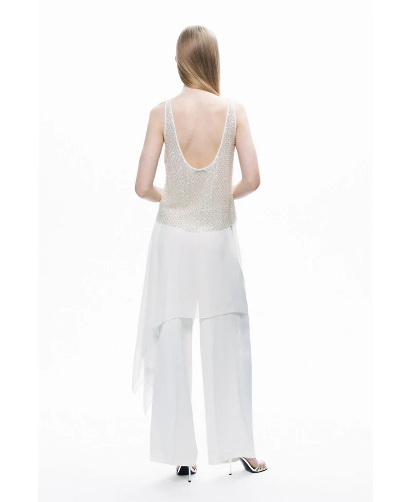 Nocturne Women's Open Back Crystal Stone Detailed Blouse