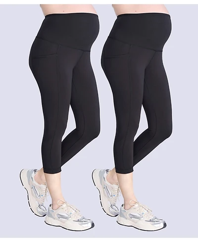 Motherhood Maternity High Waist Over the Belly Active Pocket Crop Legging - 2 Pack