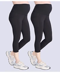 Motherhood Maternity High Waist Over the Belly Active Pocket Crop Legging - 2 Pack